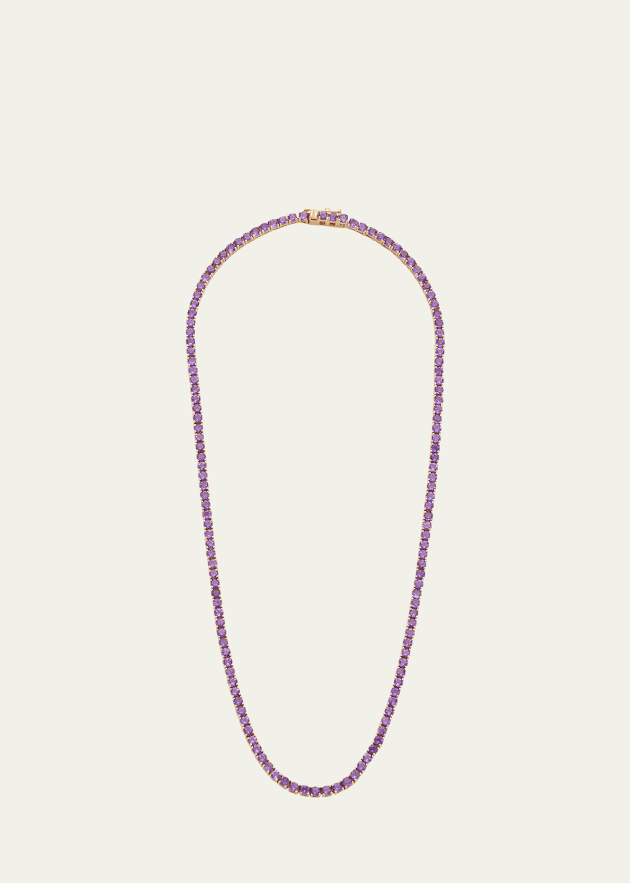 Image 1 of 1: 18k Gold Amethyst Tennis Necklace