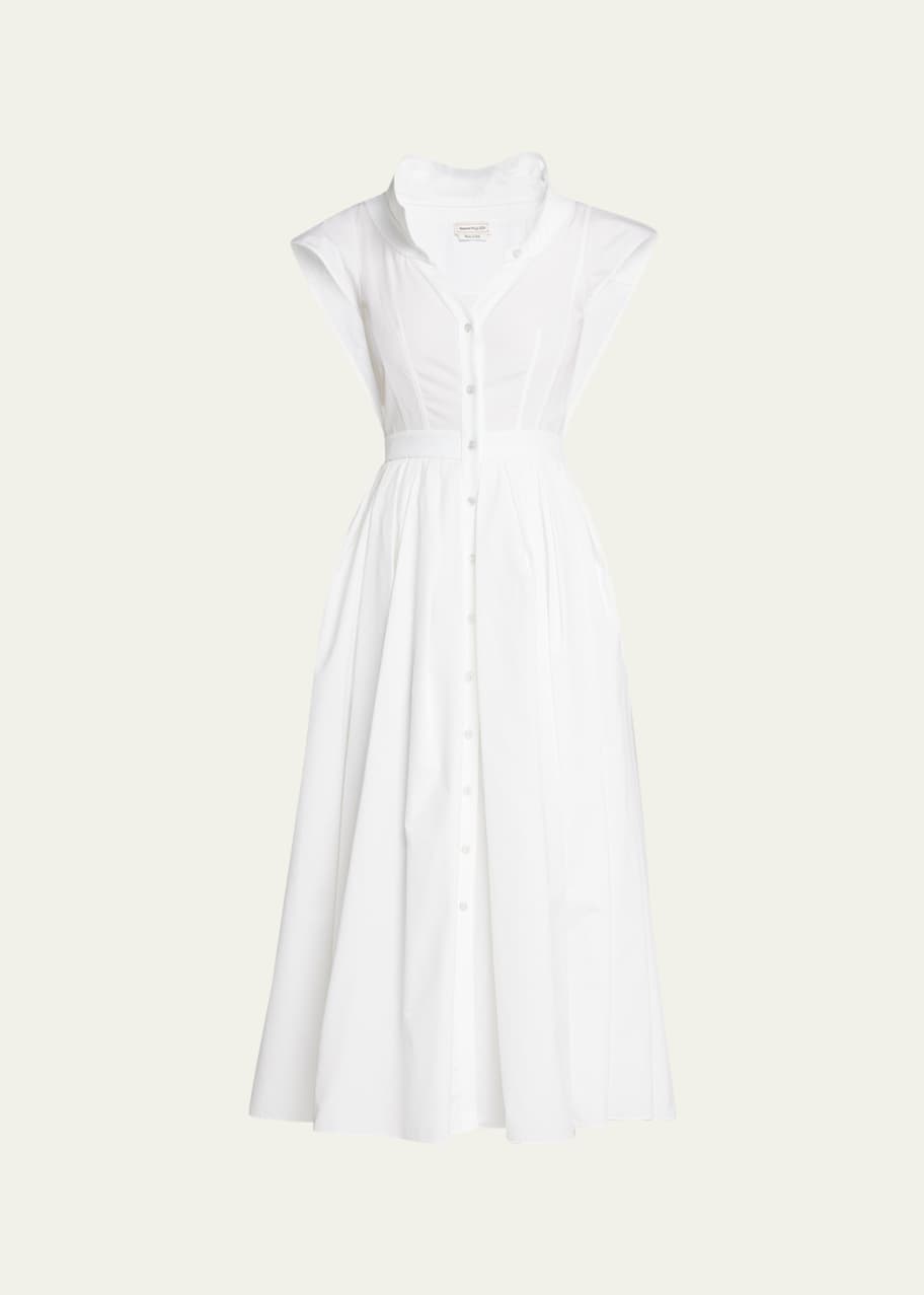 knee length dresses for ladies Long Sleeve Tiered Midi Shirt Dress main image 0