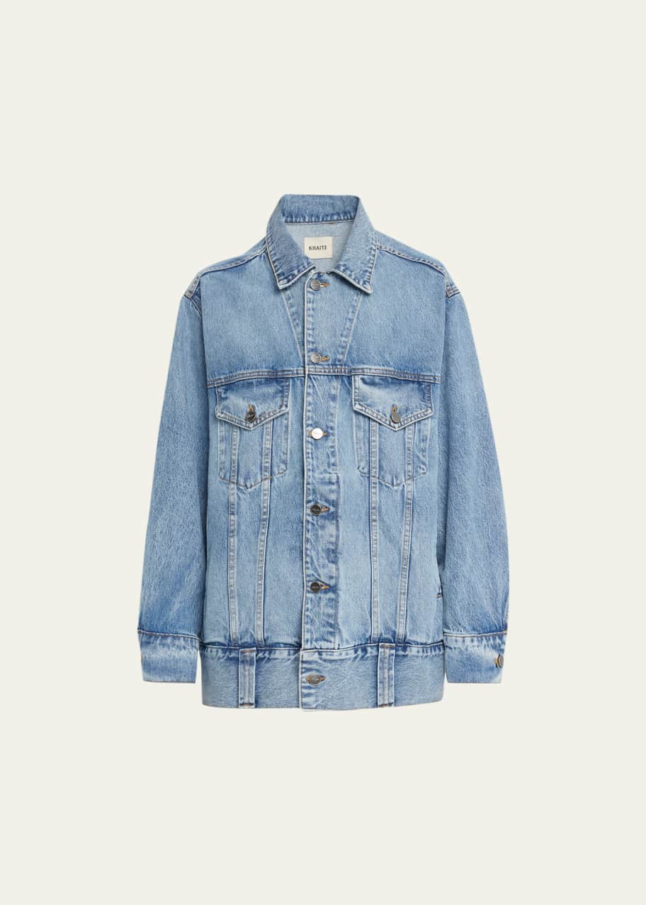 関税・送料込 KHAITE denim Grizzo デニムジャケット Grizzo denim jacket in blue - Khaite | Mytheresa