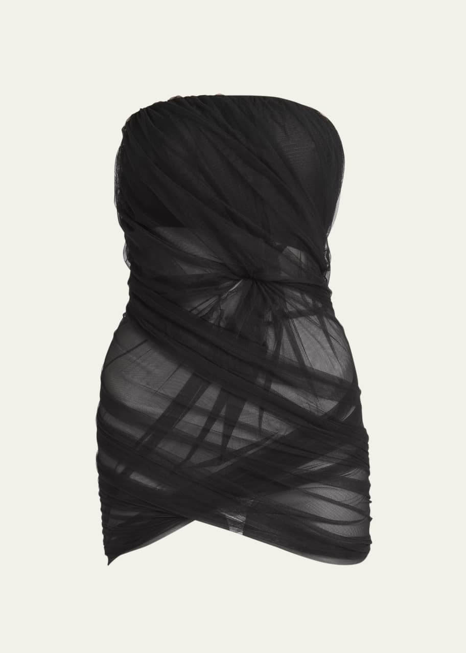 The Attico Eita Draped Sheer Mini Dress - Bergdorf Goodman