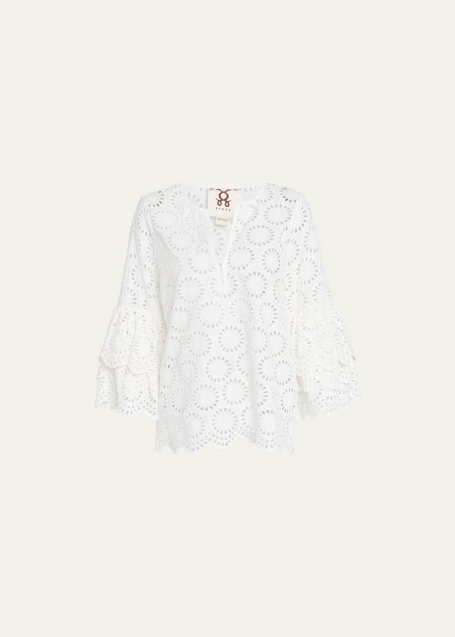 Image 1 of 1: Reina Eyelet-Embroidered Top