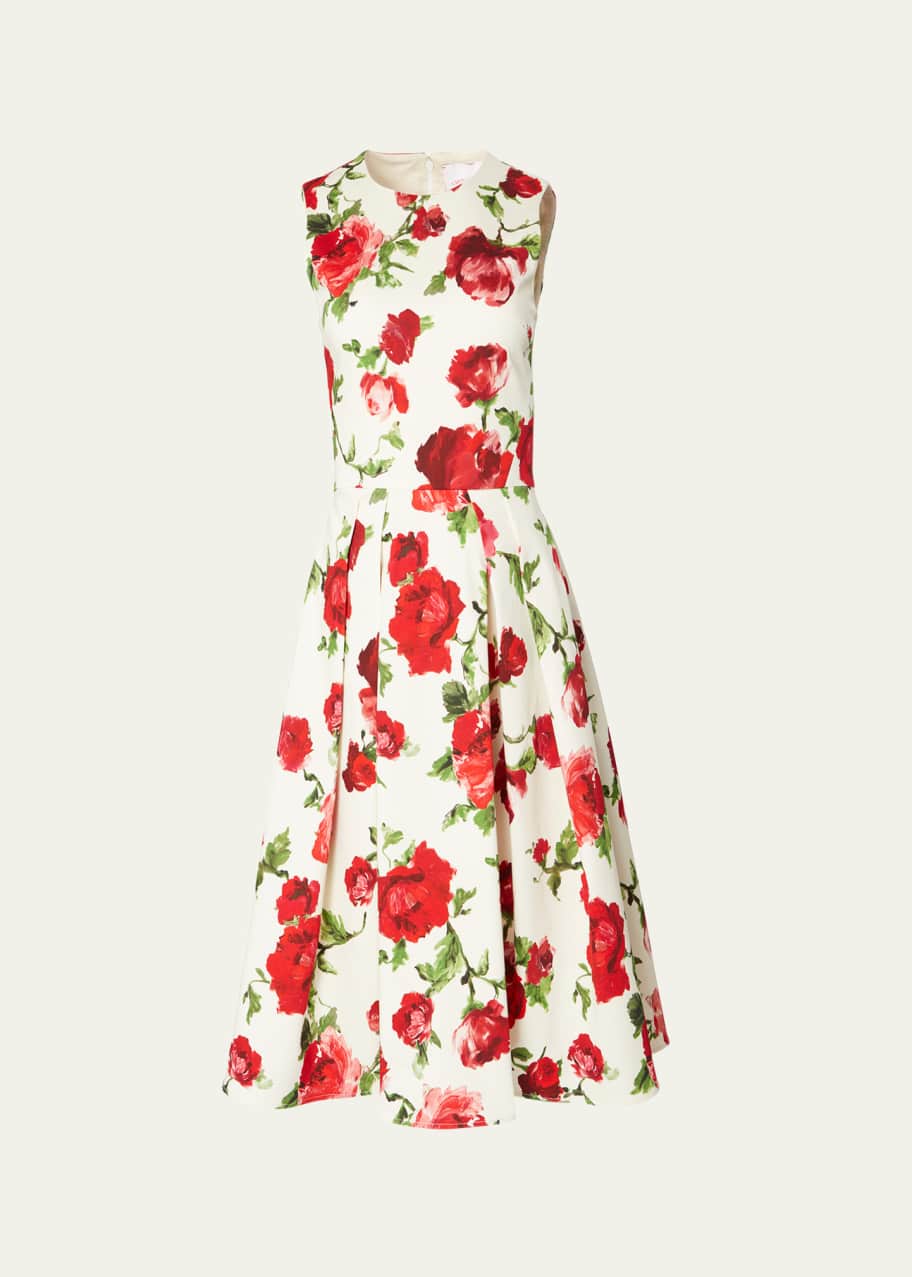 navy blue dress for baby girl Women's Orange Cecilia Floral A-Line Viscose Midi Dress - Multicolor | Small main image 1