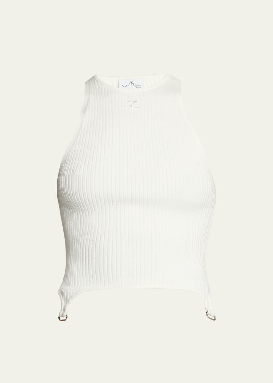 トップス Courreges Paris main TANK SUSPENDERS Courreges Logo-Embroidered Suspenders Tank Top - Bergdorf Goodman