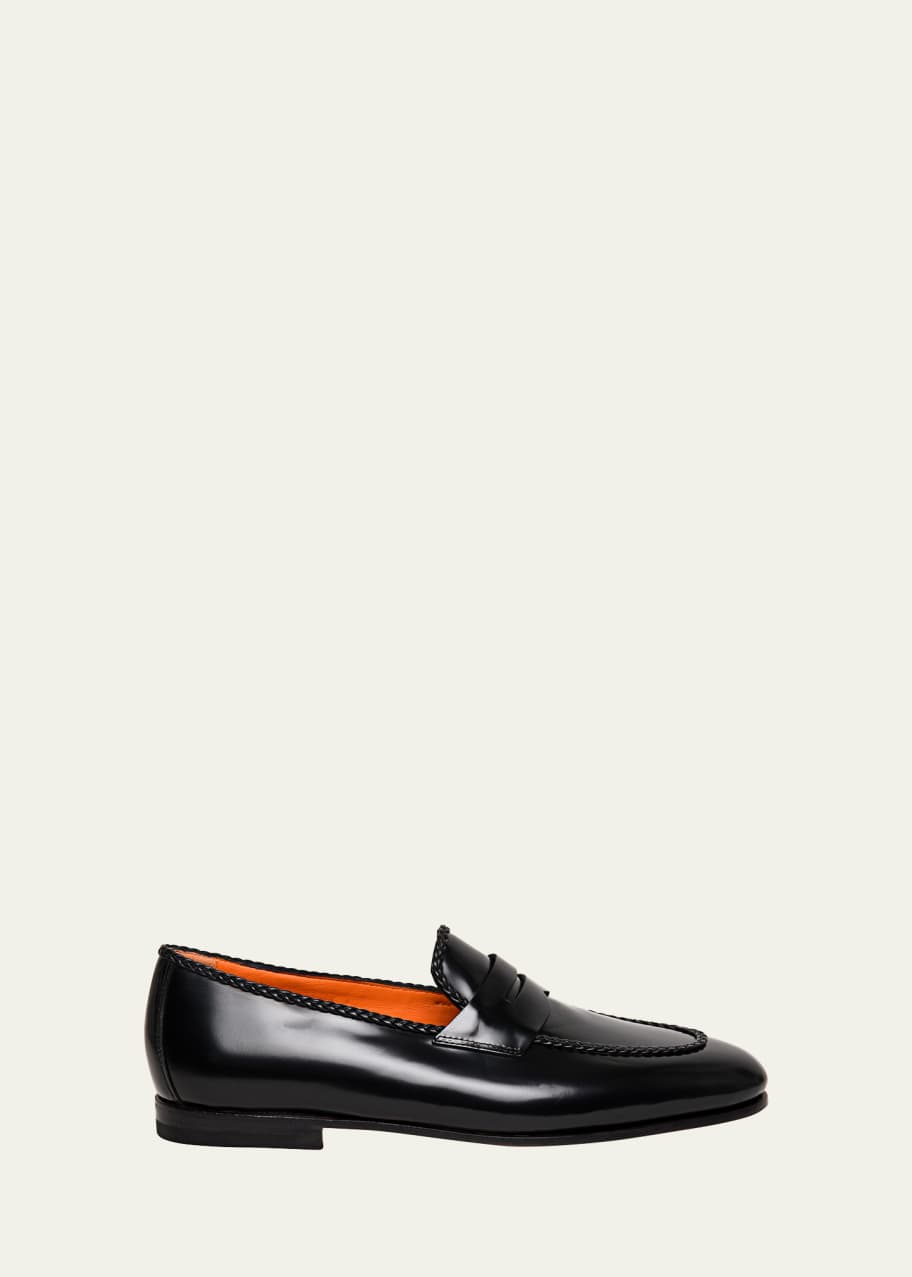 Santoni Men s Carlos Leather Penny Loafers Bergdorf Goodman