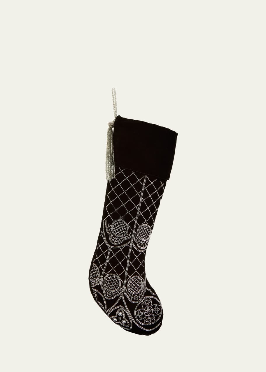 Sudha Pennathur Beaded and Embroidered Velvet Christmas Stocking Bergdorf Goodman