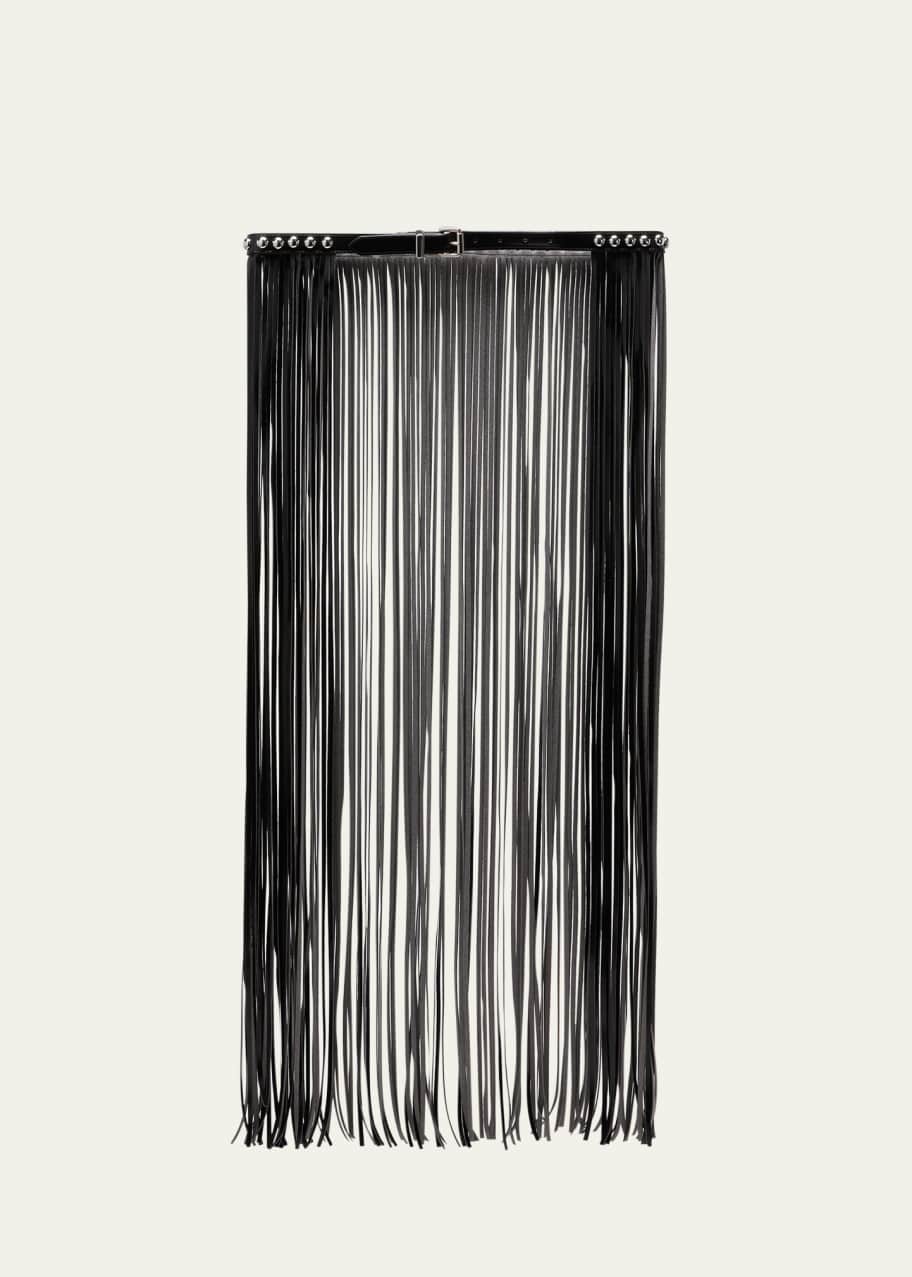 Faux leather fringe belt cheap