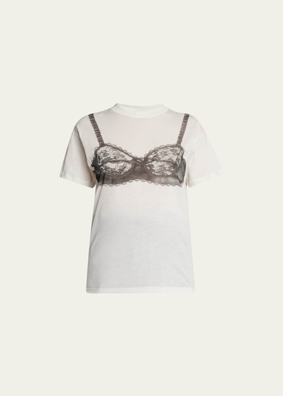 前向きに検討させていただきますVaquera Women's Gray T-shirt Bra Print