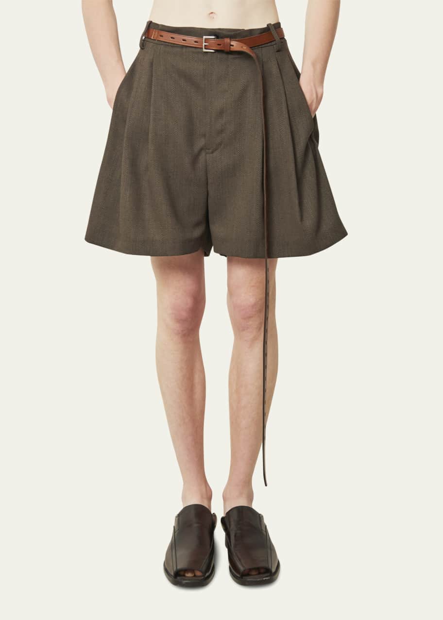 パンツ Hed Mayner PLEATED SHORT TROUSERS HED MAYNER Men's Pleated Wide-Leg Shorts - Bergdorf Goodman