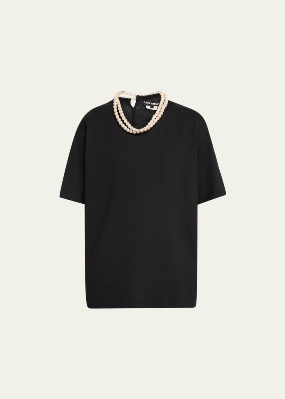 JUNYA WATANABE Tシャツ・カットソー 黒 2000424A0068 Junya Watanabe Pearl Neck Tunic T-Shirt - Bergdorf Goodman