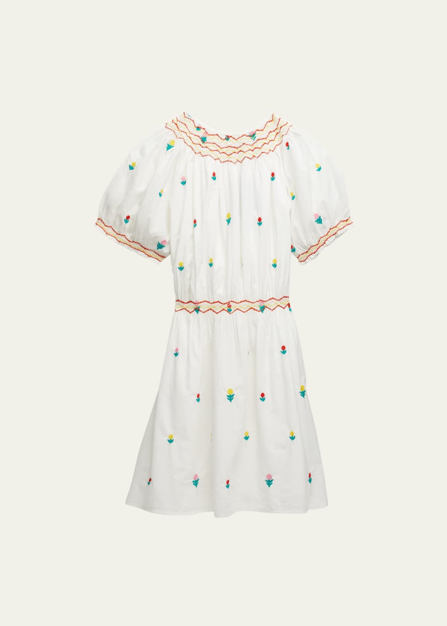 Stella McCartney Kids Girl's Dreamy Flowers-Print Smocked Dress, Size 5-14  - Bergdorf Goodman