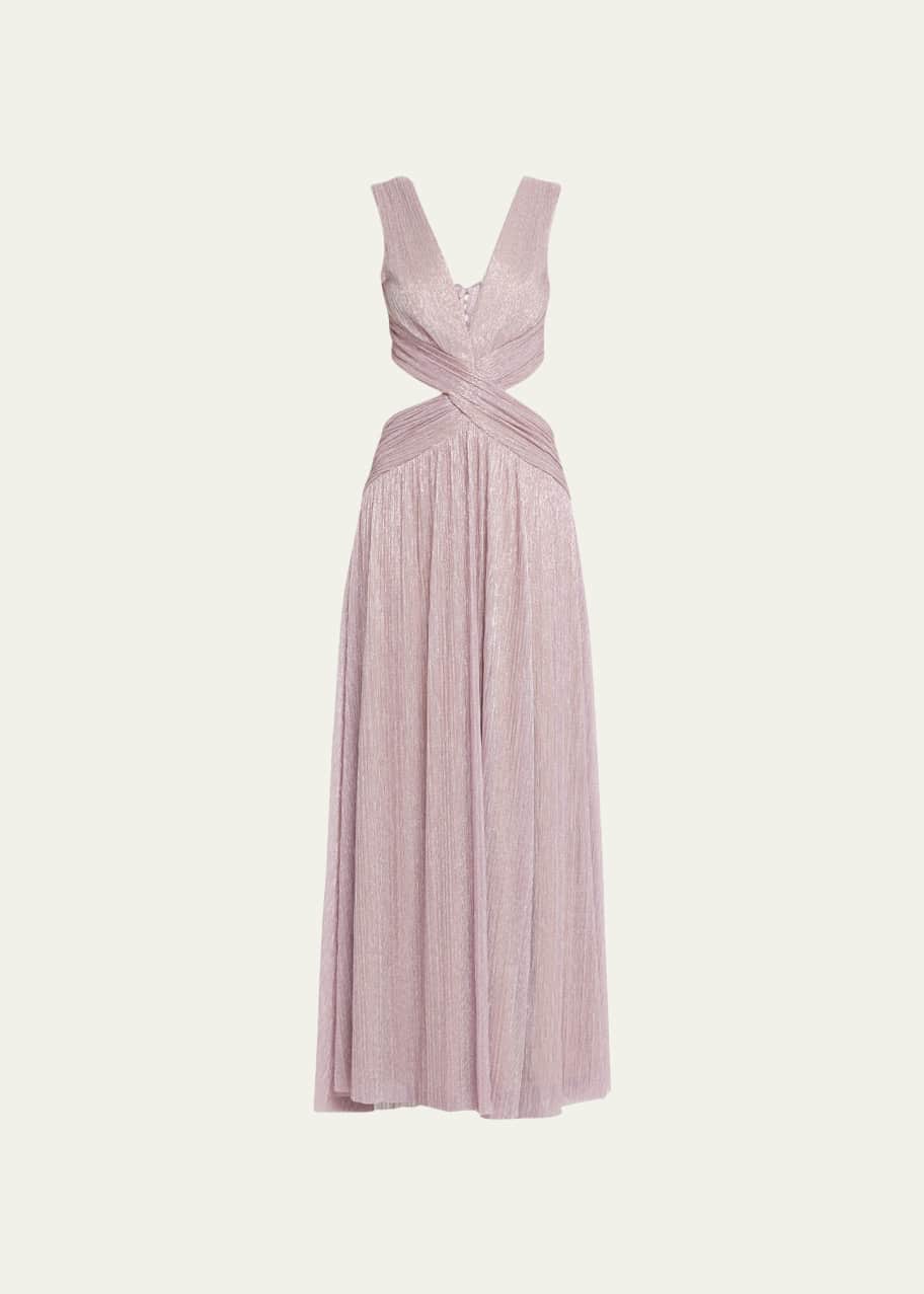 white christmas dresses Light Pink Ombre Pleated Halter Cutout Maxi Dress – PinkBlush main image 0