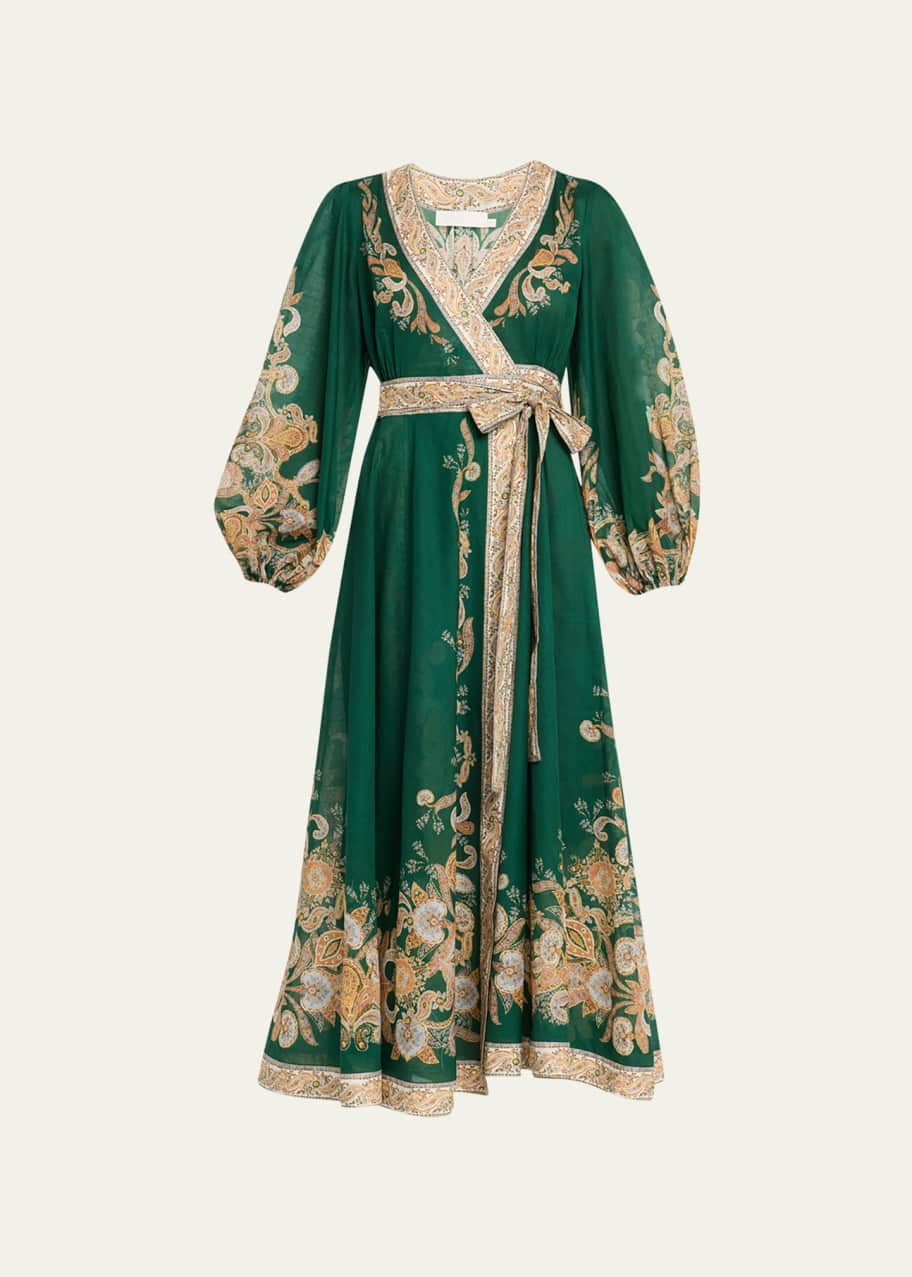 Zimmermann Devi Paisley Wrap Midi Dress - Bergdorf Goodman