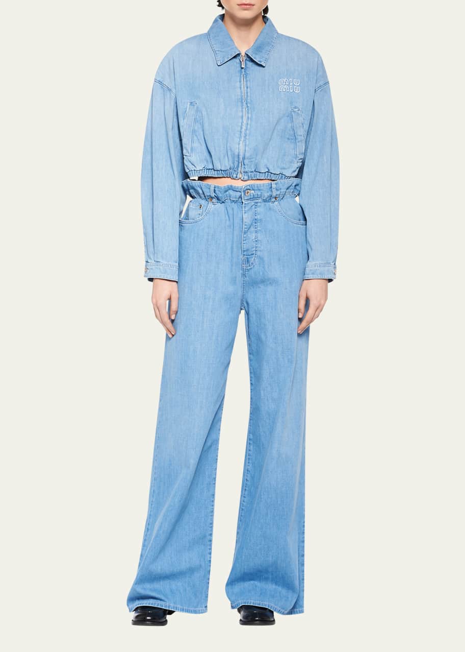 Miu Miu Paperbag Wide-Leg Jeans - Bergdorf Goodman