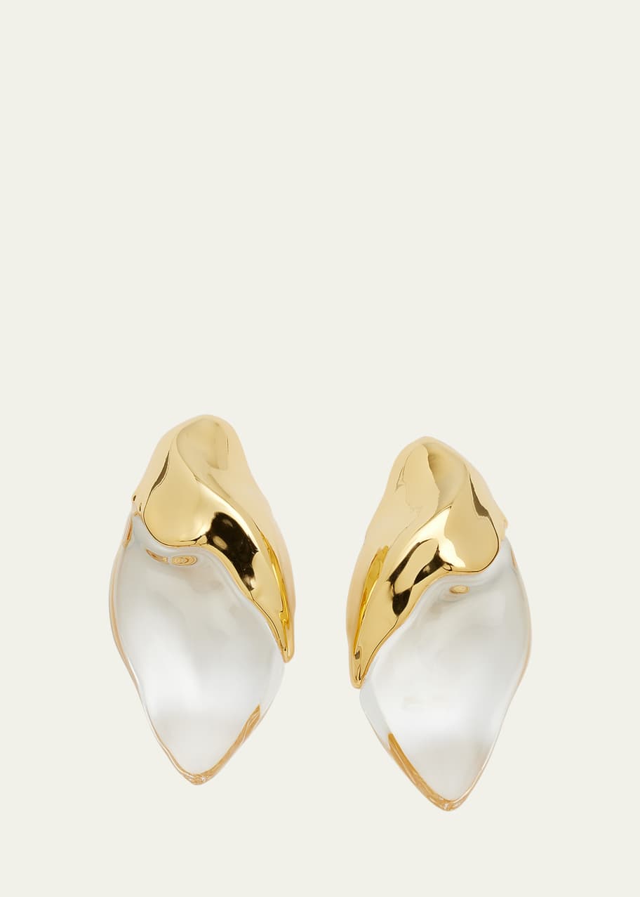 Image 1 of 1: Lucite Molten Clip-On Gold-Plated Brass Earrings