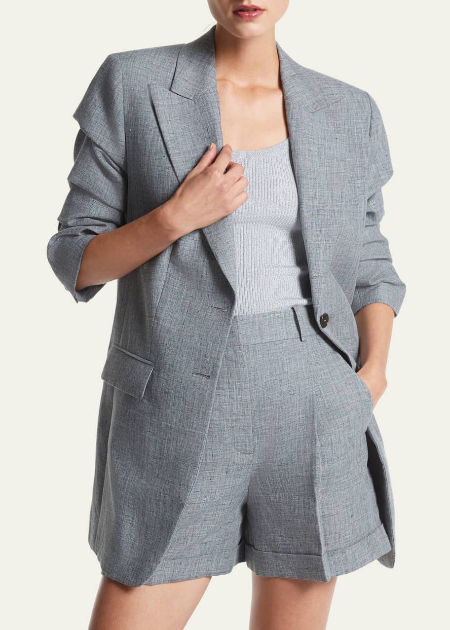 Michael Kors Collection Pleated Cuffed Linen Shorts Bergdorf Goodman