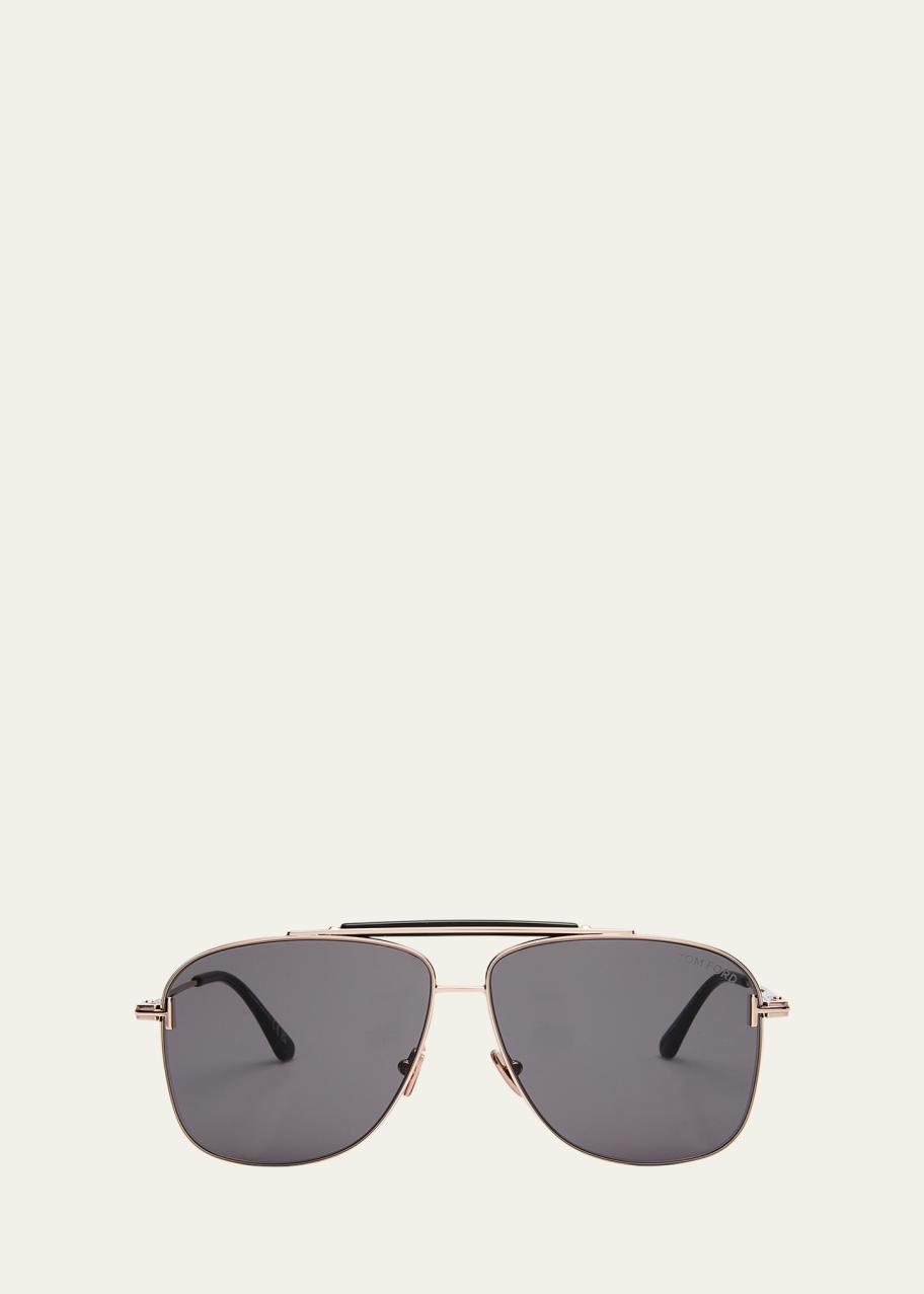 TOM FORD Men's Jaden T Logo Metal Aviator Sunglasses - Bergdorf
