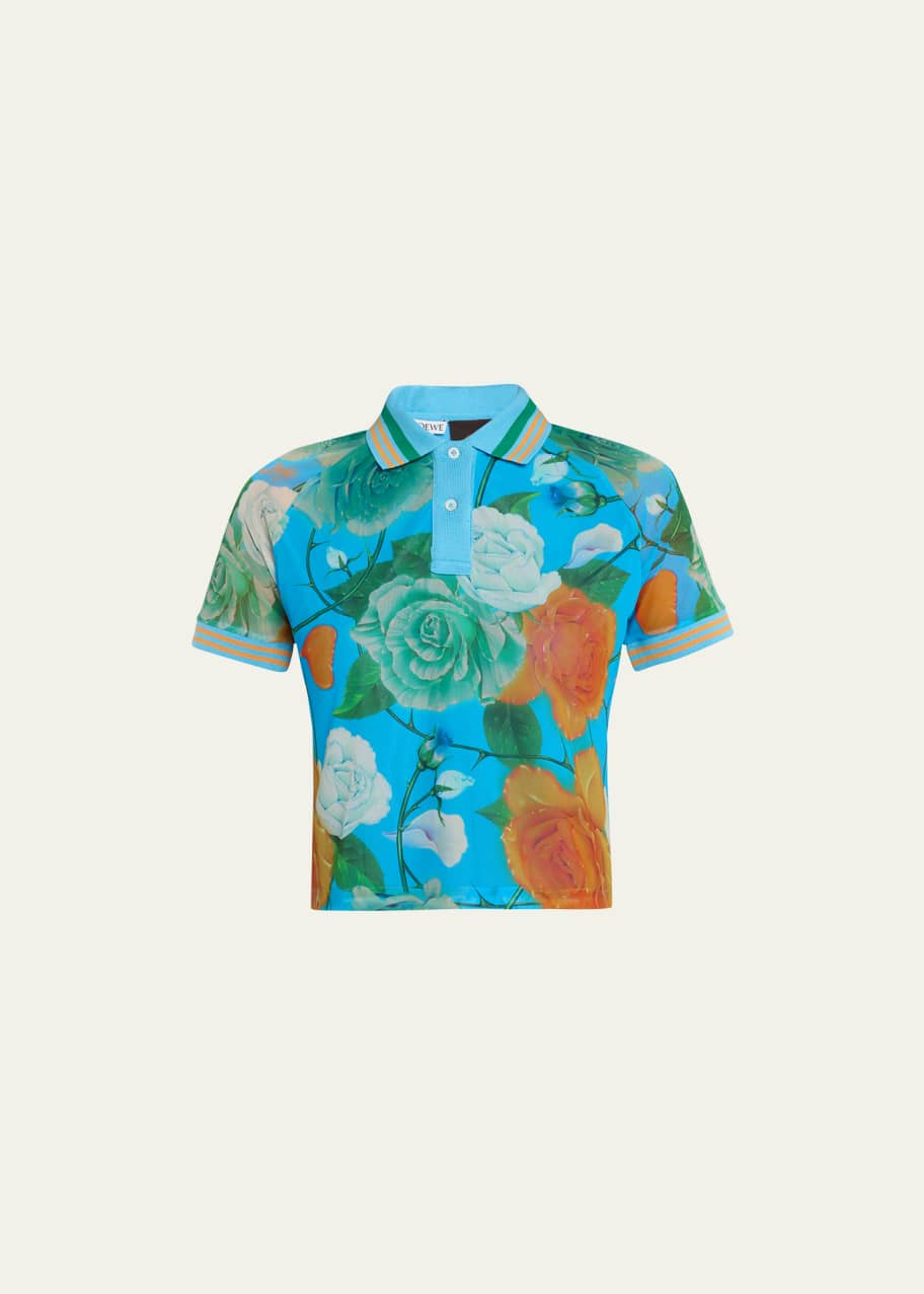 Floral polo crop sales top