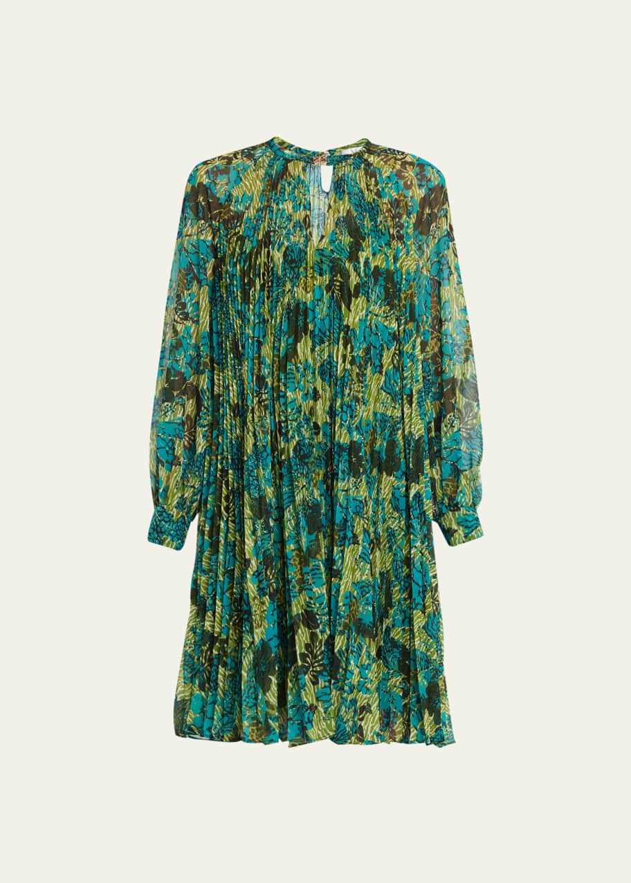 Max Mara Pina Floral Print Pleated Short Dress Bergdorf Goodman