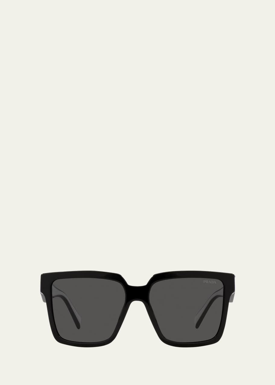 Image 1 of 1: Contrasting Logo Square Acetate & Plastic Sunglasses