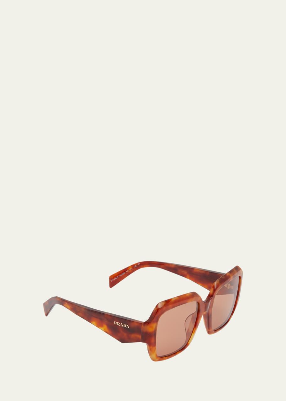 Prada Geometric Havana Square Acetate & Plastic Sunglasses  display picture 1