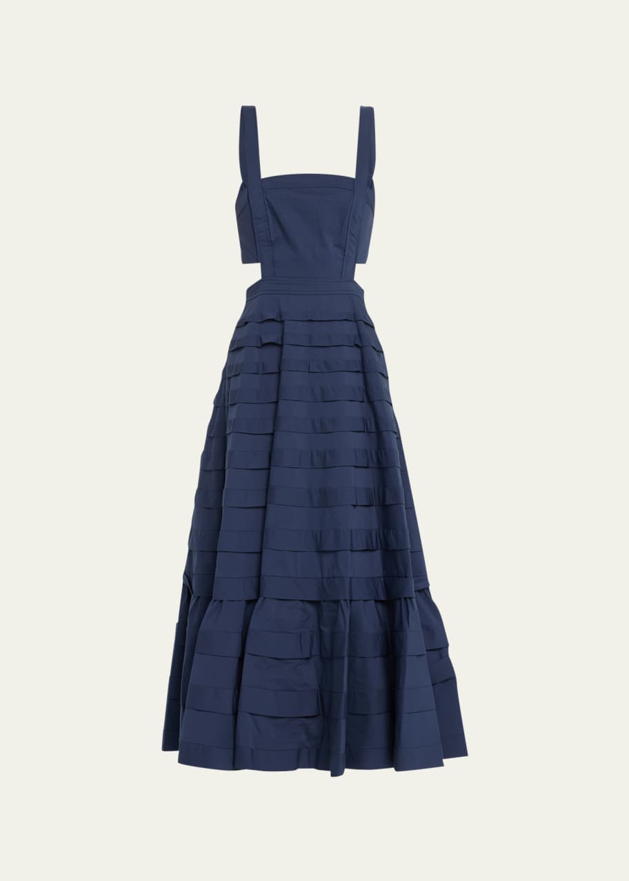 Image 1 of 1: Sicillia Cotton Poplin Pintuck Midi Dress