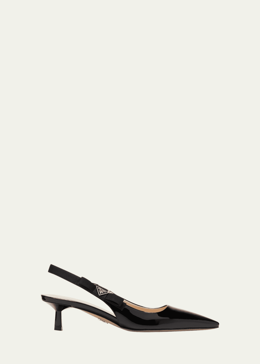 Image 1 of 1: Patent Bow Slingback Pumps