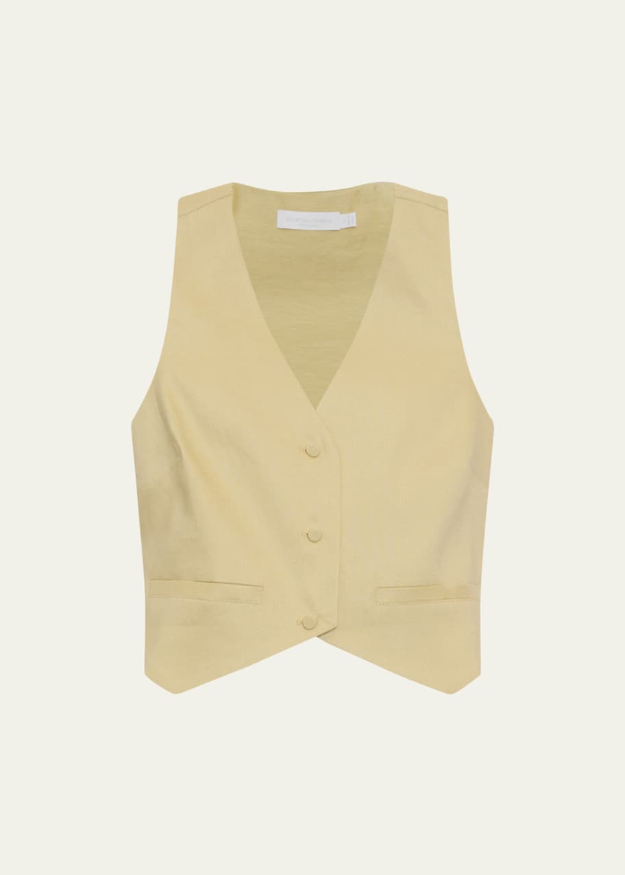 Image 1 of 1: Deb Linen Twill Cropped Vest