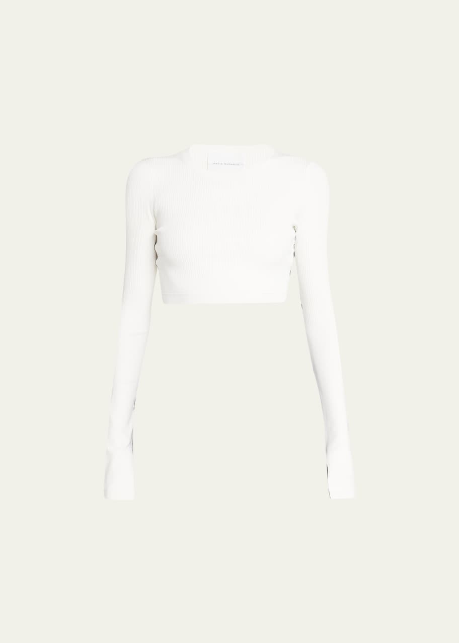 Contrast Long Sleeve Crop Top