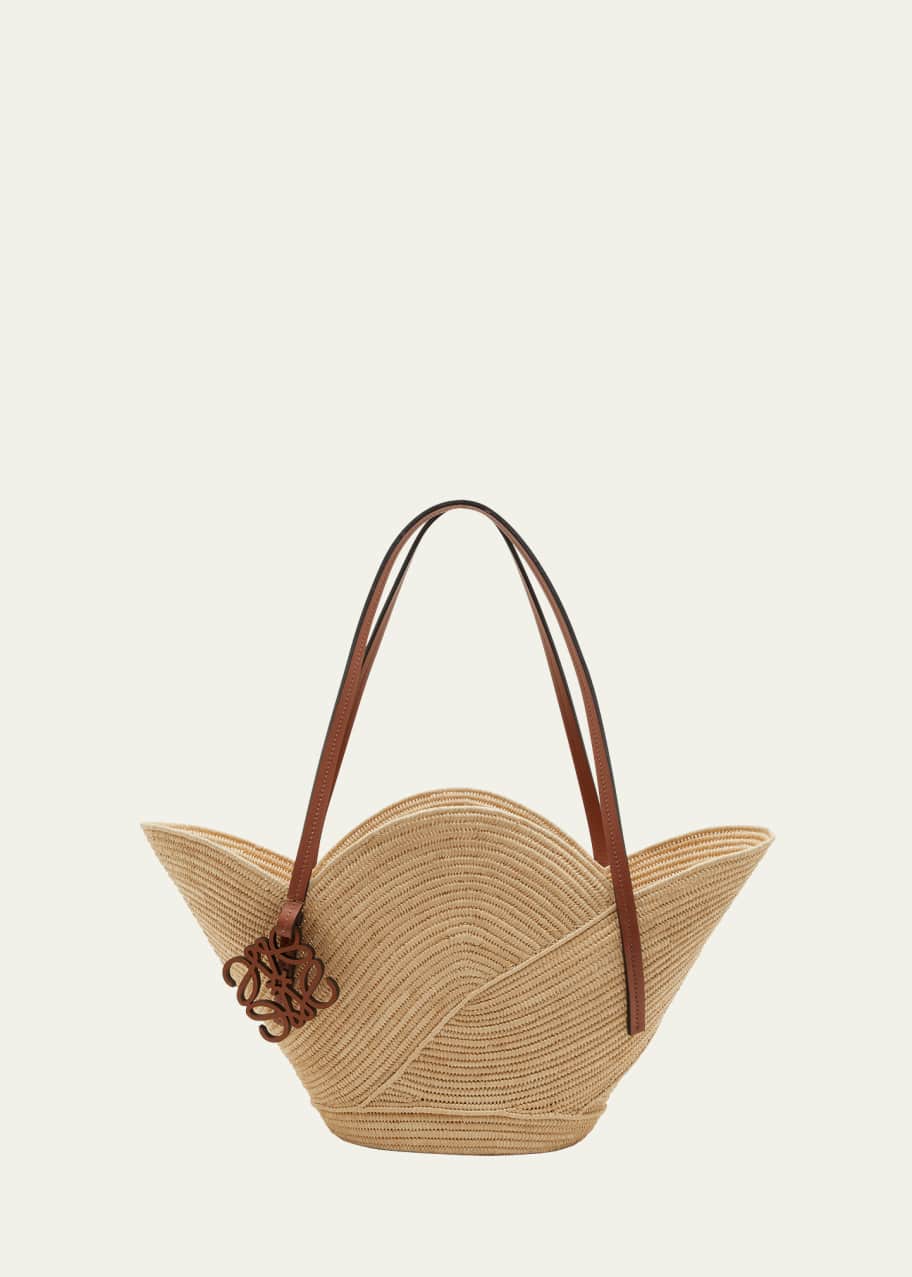 トートバッグ Loewe Paula'S Ibiza Borsa Basket Piccola In Rafia Paula's Ibiza Fold basket bag in beige - Loewe | Mytheresa