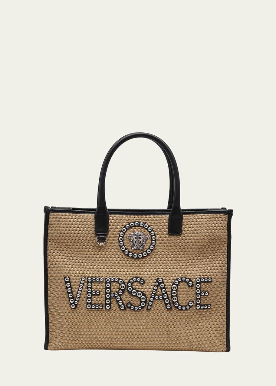 Versace La Medusa Large Studded Logo Tote Bag - Bergdorf Goodman