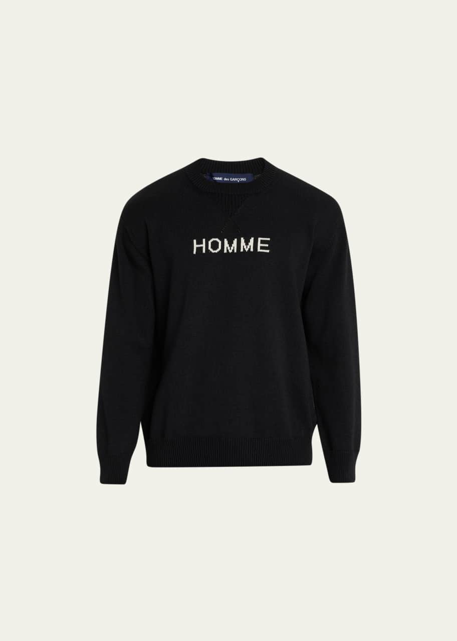 CDG HOMME Men's Logo Intarsia Crewneck Sweater - Bergdorf Goodman