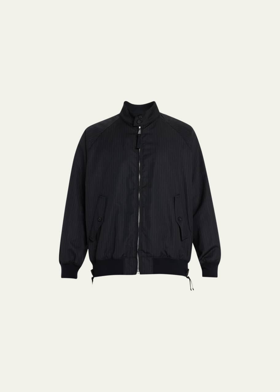 Men s Pinstripe Side Zip Harrington Jacket