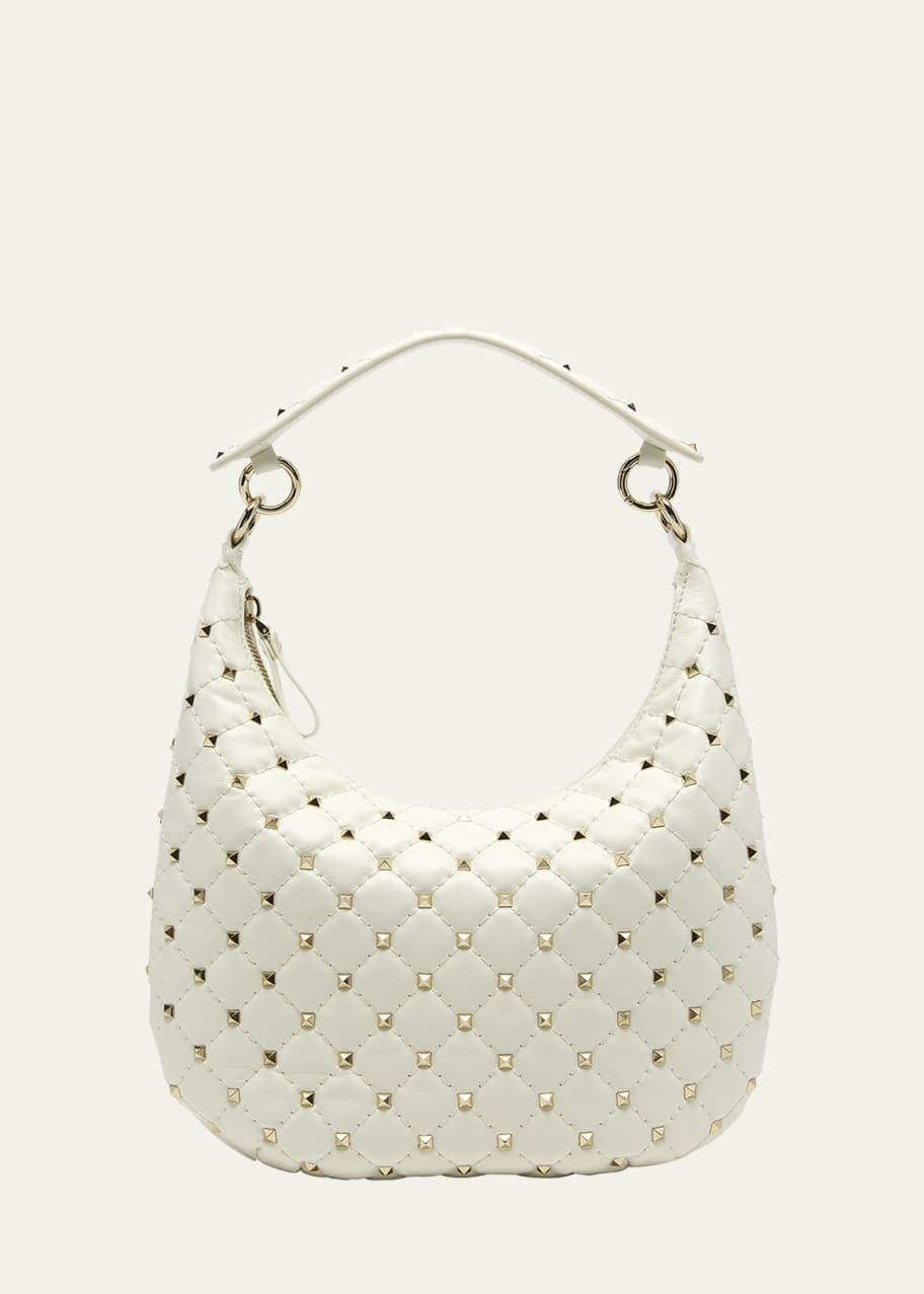 VALENTINO GARAVANI ◆ Small Rockstud Spike Hobo Bag Valentino Garavani Small Rockstud Spike Leather Hobo Bag
