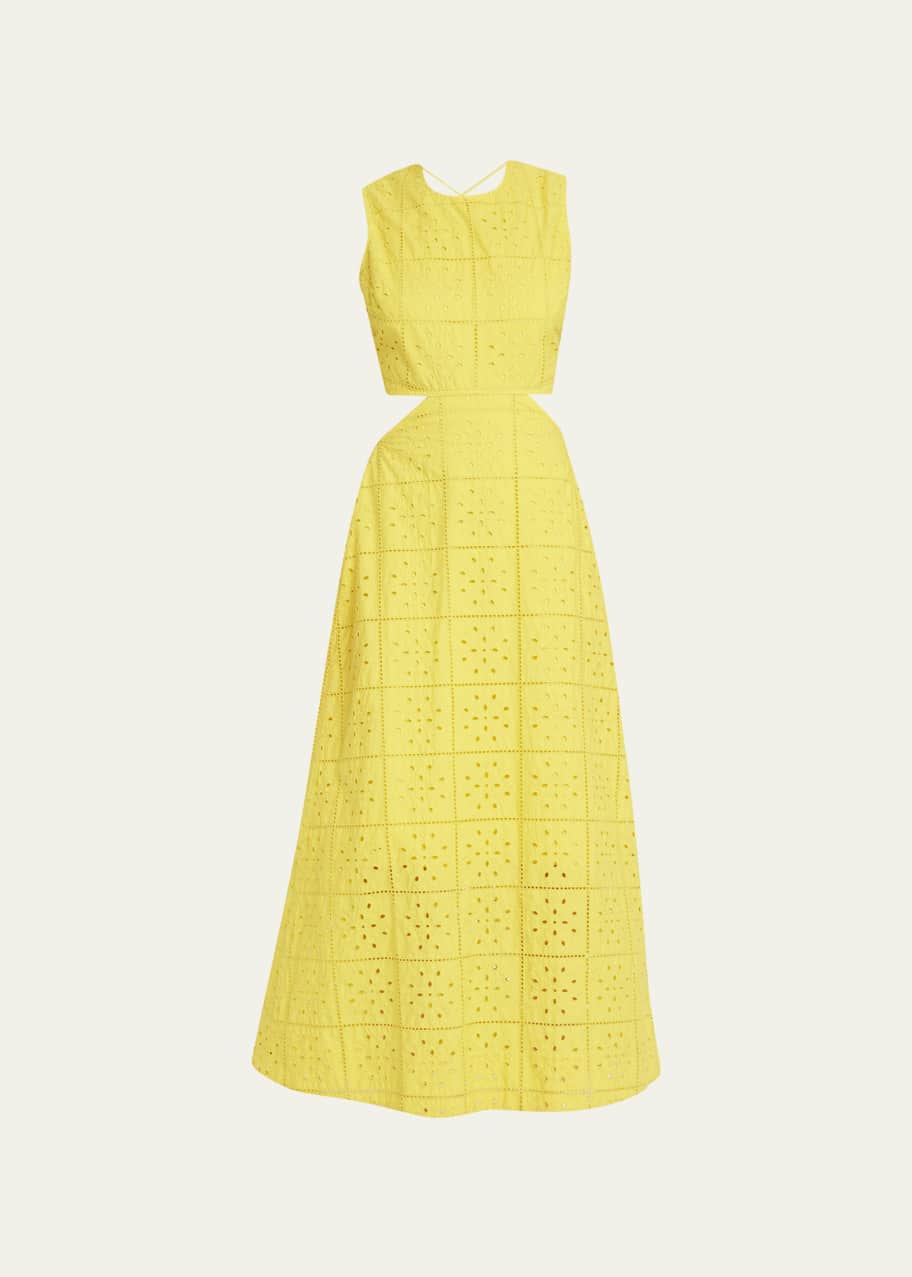 Ganni Broderie Anglaise Cut-Out Maxi Dress - Bergdorf Goodman