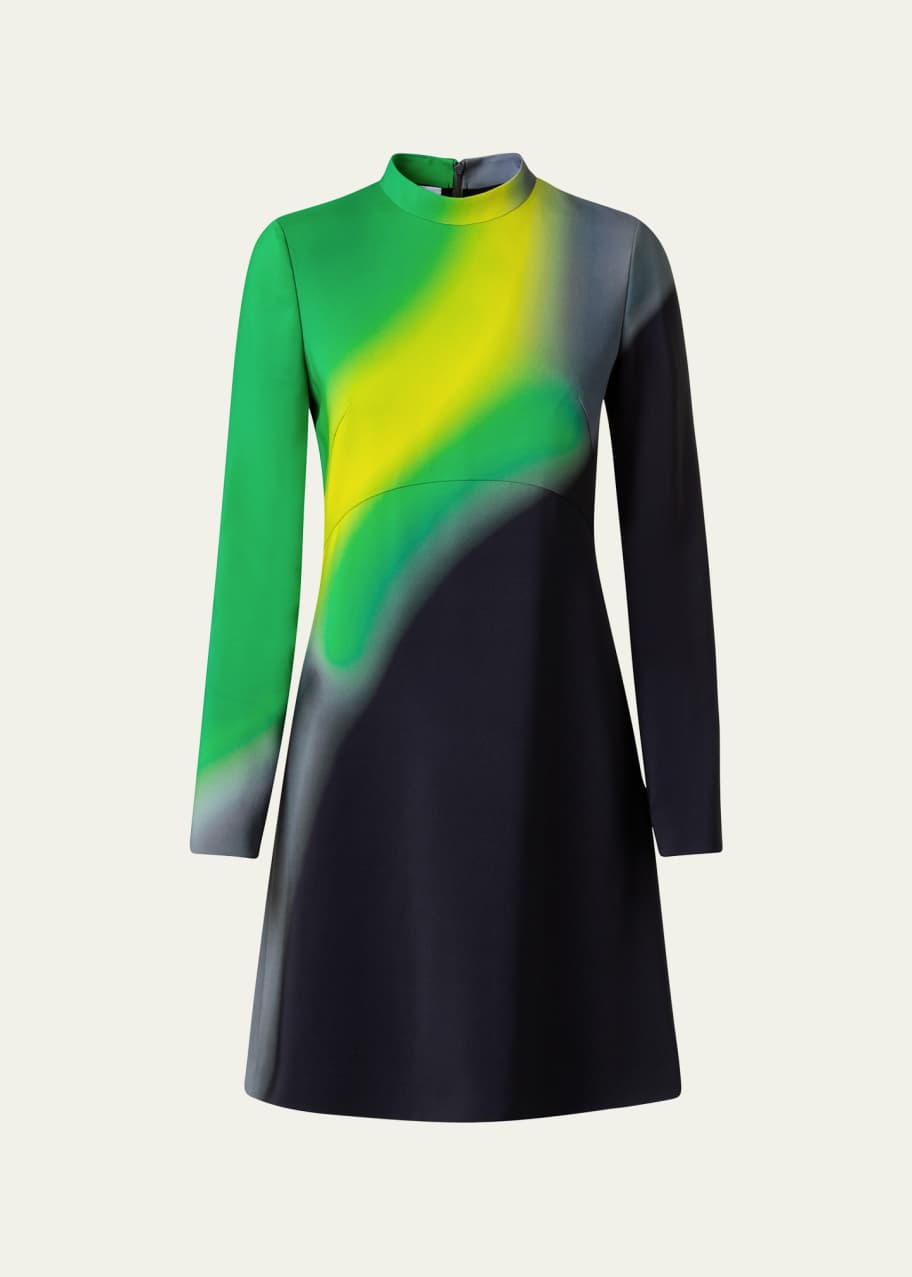Akris punto Tech Green Disco Laser Printed Short Dress Bergdorf