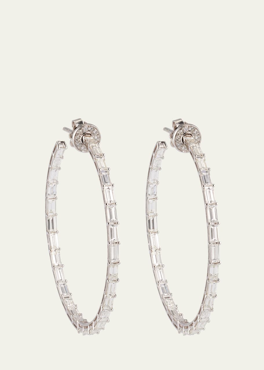 Image 1 of 1: 18k White Gold Hoop Earring With Diamonds