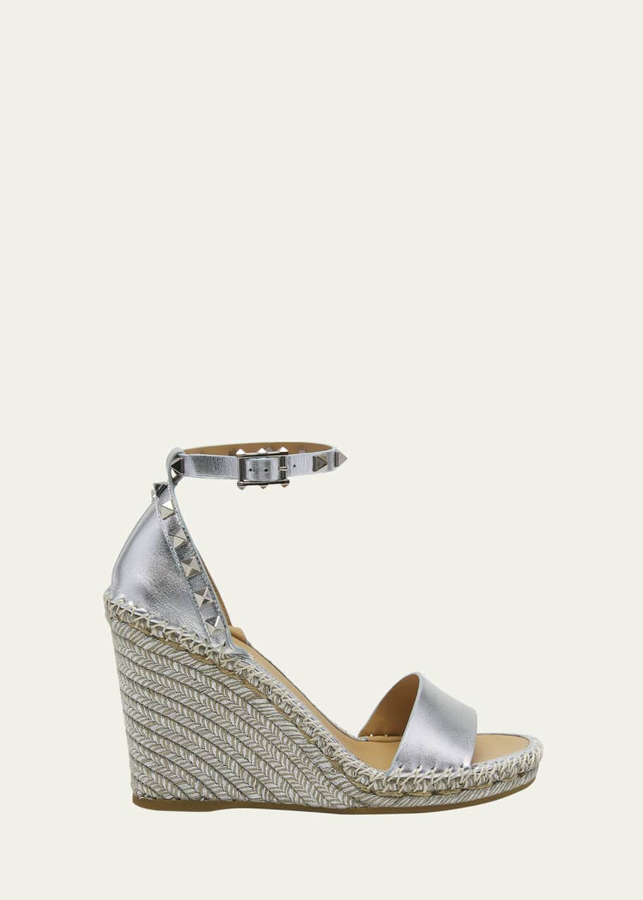 Image 1 of 1: Rockstud Double Espadrille Wedge Sandals