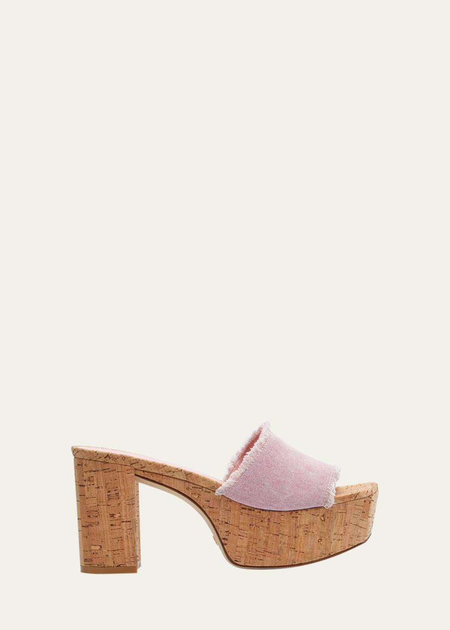 Stuart Weitzman Square High Denim Platform Sandals - Bergdorf Goodman