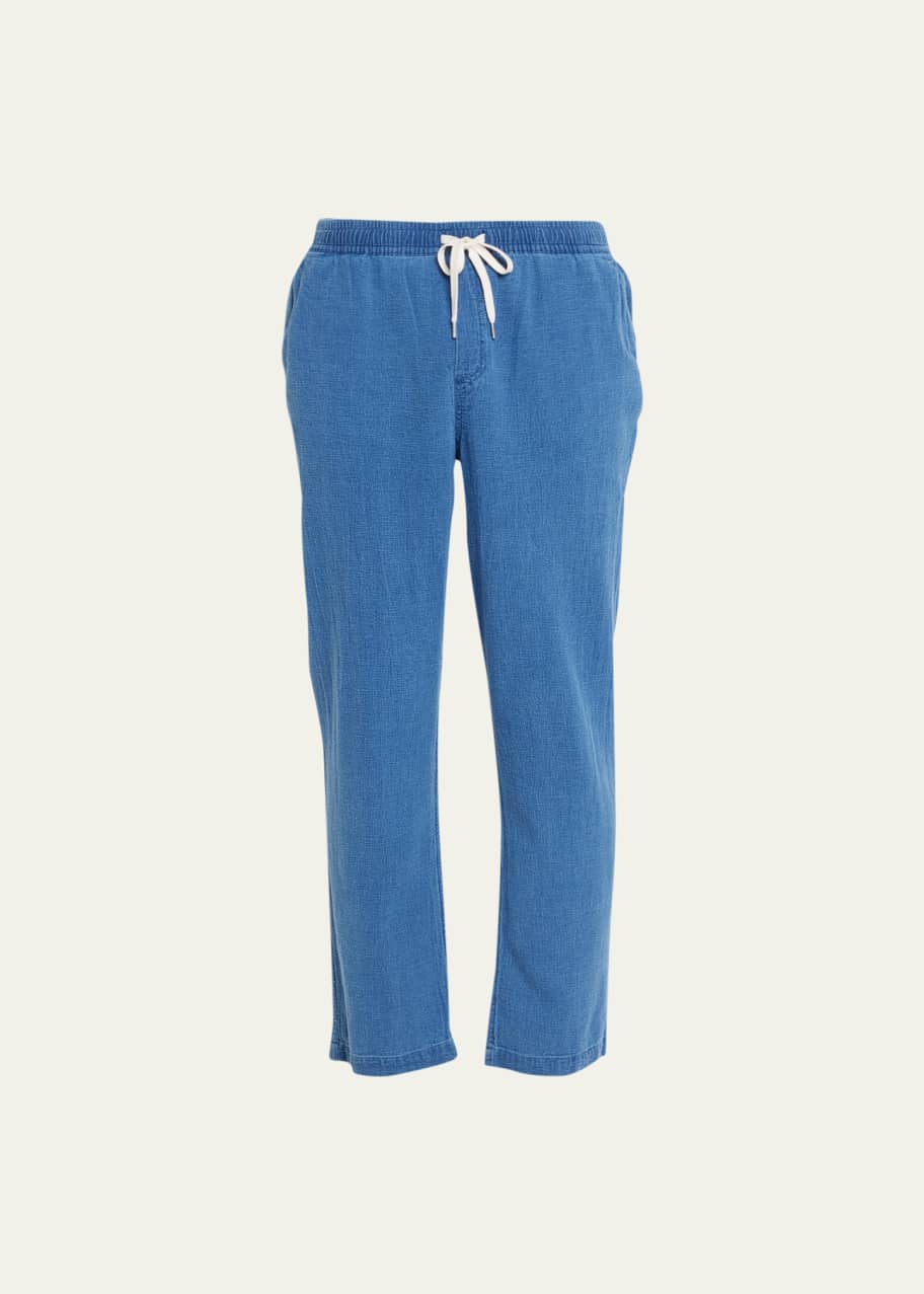 Image 1 of 1: Men's Washed Cotton-Linen Drawstring Trousers