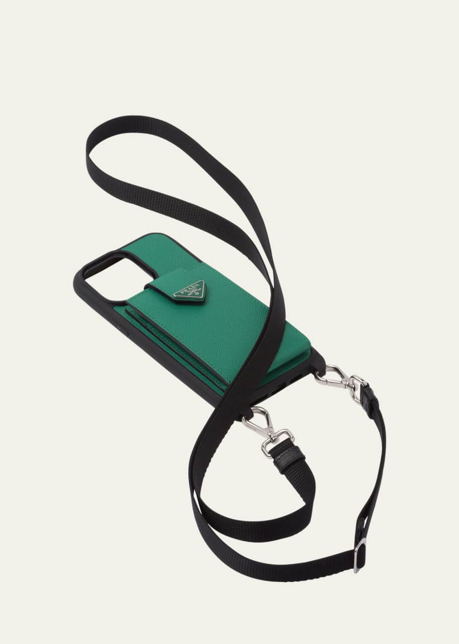 Prada Men's Saffiano Leather iPhone 14 Pro Max Phone Case