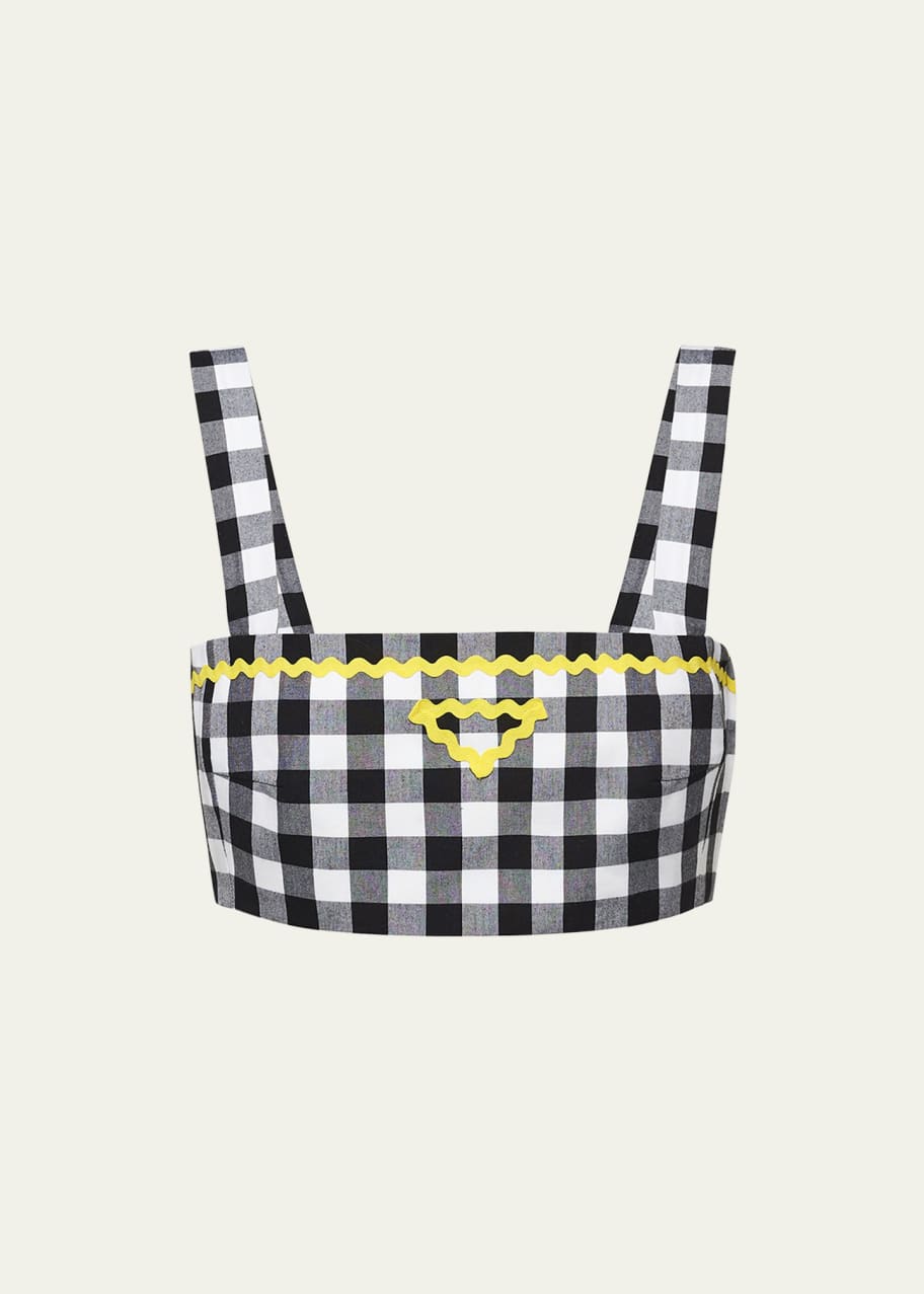 PRADA チェック柄 ビスチェ　ベスト　40 Prada Gingham Check Scallop-Trim Crop Top - Bergdorf Goodman