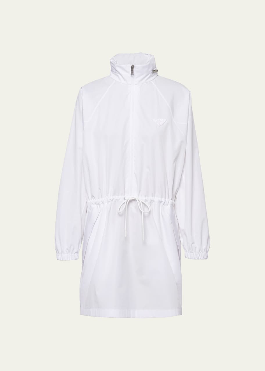 Image 1 of 1: Hooded Poplin Drawstring Mini Dress
