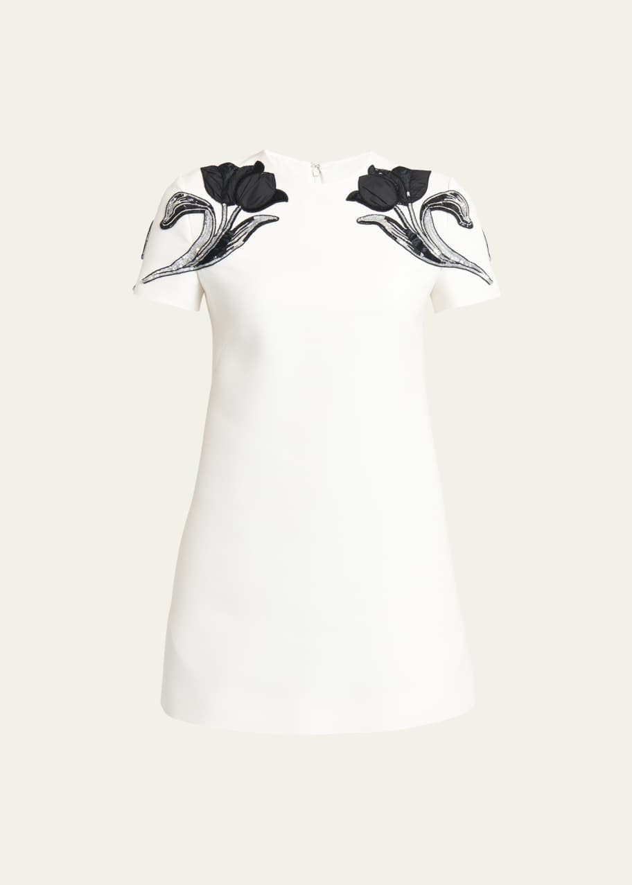 Valentino Garavani Floral-Embroidered Shoulder Mini Dress - Bergdorf Goodman