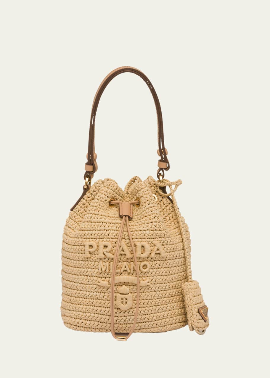 Prada straw bucket bag hotsell
