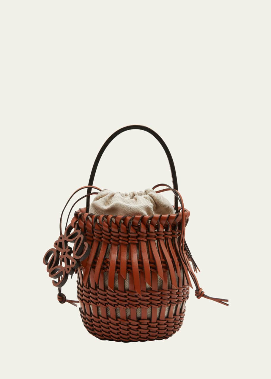 Small Fringe Bucket bag in calfskin Black - LOEWE