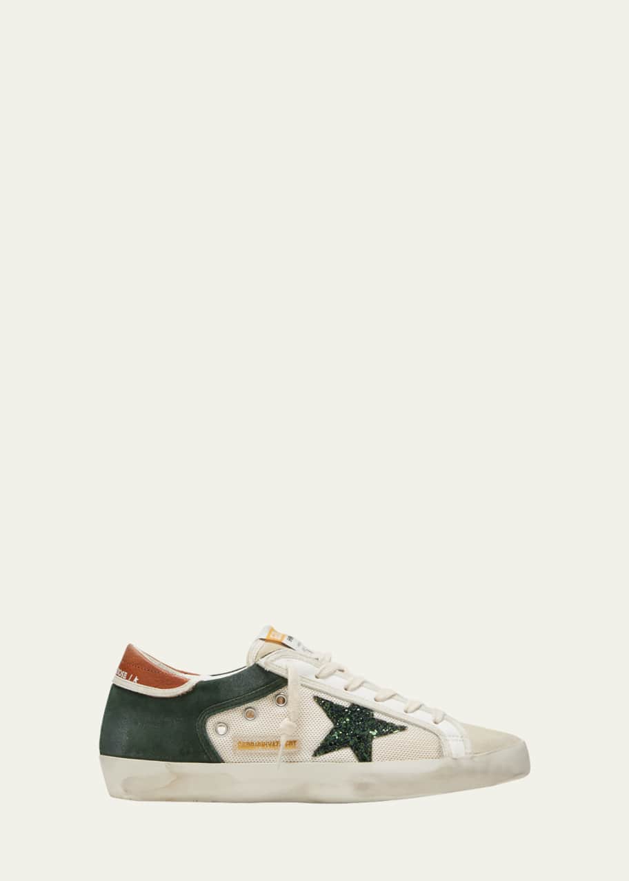 Golden Goose Super-Star Leather Glitter Low-Top Sneakers