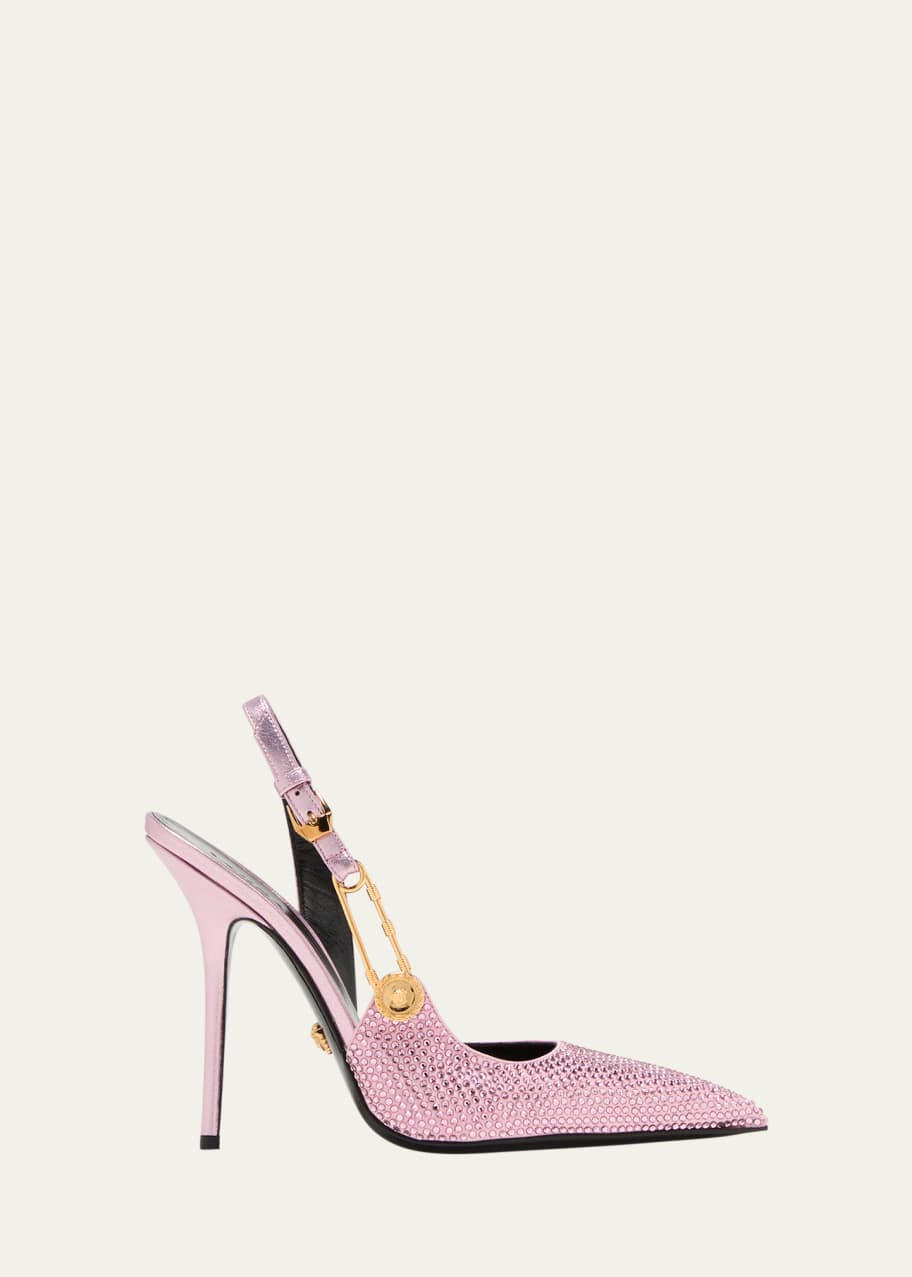 Image 1 of 1: Safety Pin Embellished Slingback Pumps