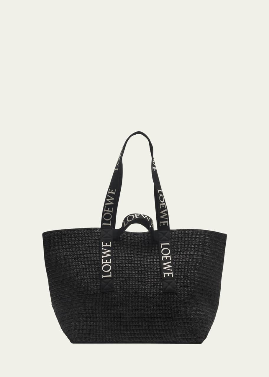 Image 1 of 1: Men's Logo Handle Raffia Tote Bag