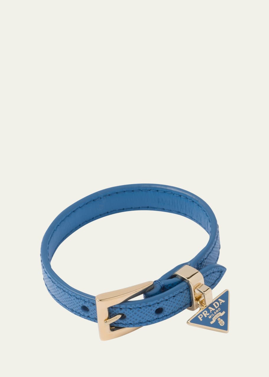 Prada Triangle Leather Buckle Bracelet - Bergdorf Goodman