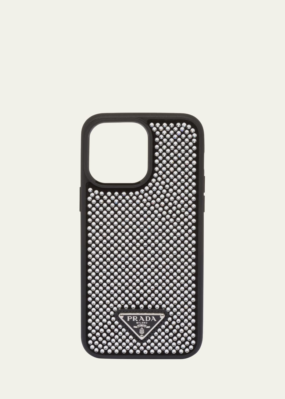PRADA iPhoneケース 14pro Max Prada Triangle Logo Crystal Phone Case, iPhone 14 PRO MAX